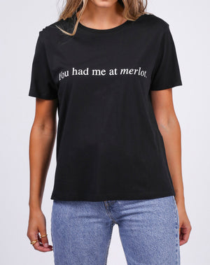 Brunette The Label "You Had Me At Merlot" Classic Tee | Black + White