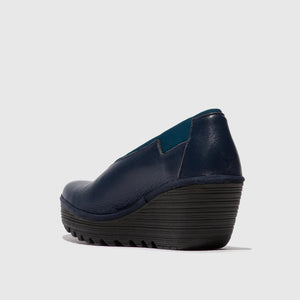 Fly London YOZA Leather Shoe | Black + Ocean
