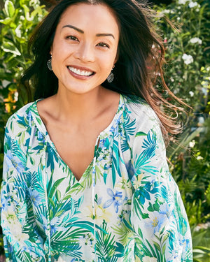 Tommy Bahama Agua Amara Seaside Blooms ¾-Sleeve Top | Blue