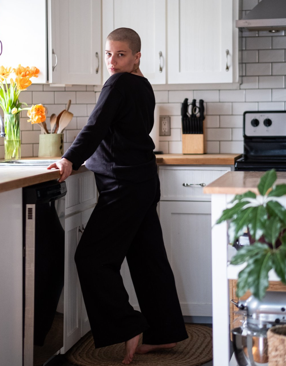 Pure Balanxed Waffle Trousers (Black & Lilac)