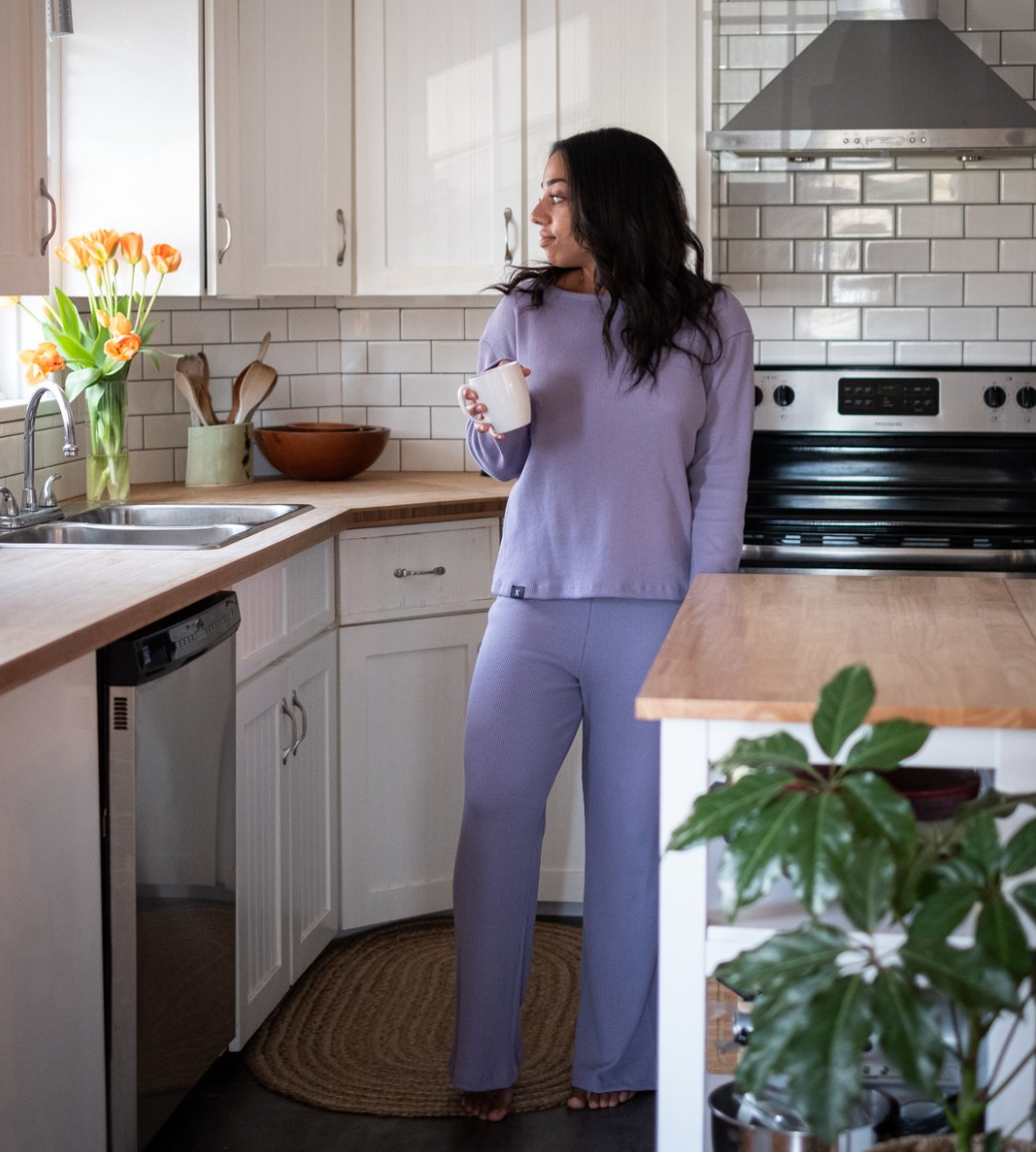 Pure Balanxed Waffle Trousers (Black & Lilac)