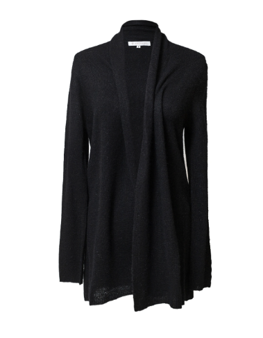 Lemonwood Rolled Collar Cashmere Cardigan (Black, White + Chalk)