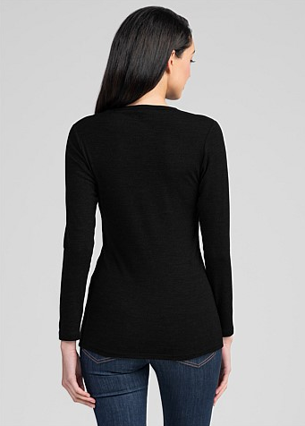 Untouched World Round Neck Merino Top | Black & Navy