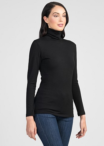 Untouched World Classic Roll Neck Merino Top in Black