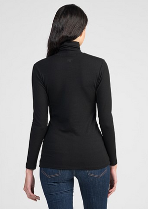 Untouched World Classic Roll Neck Merino Top in Black