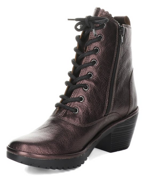 Fly London Wune Leather Boots in Burgundy