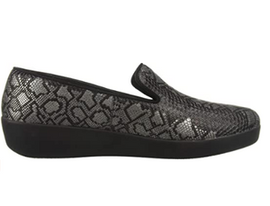 FitFlop Audrey Python Print Smoking Slippers in Black