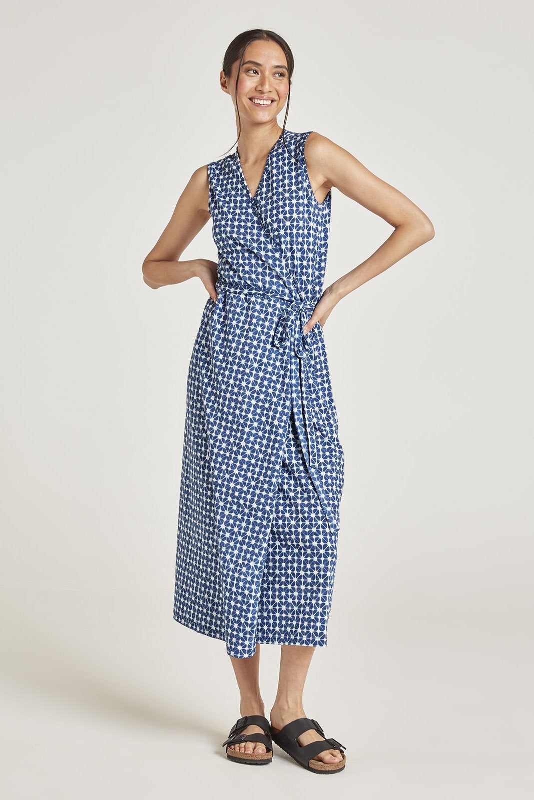 Thought Clementine Organic Cotton Jersey Wrap Dress | Navy