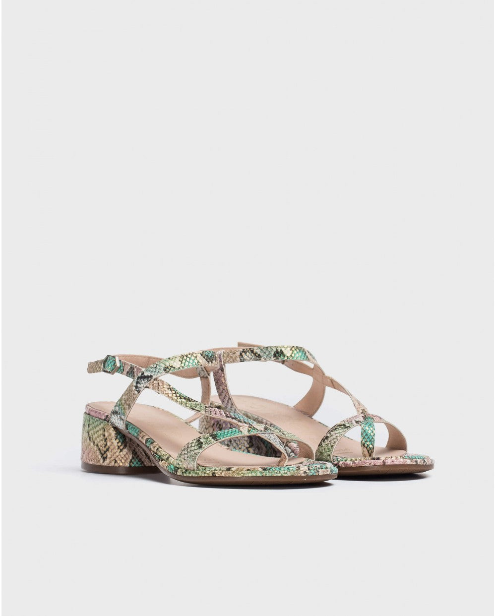 Wonders Metallic Snake Print Sandal