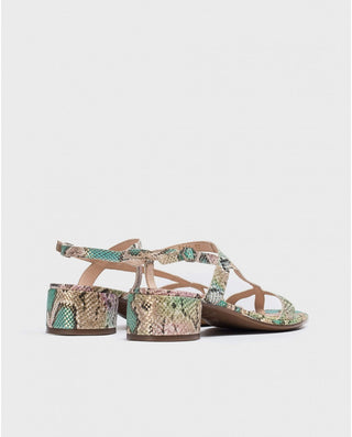 Wonders Metallic Snake Print Sandal