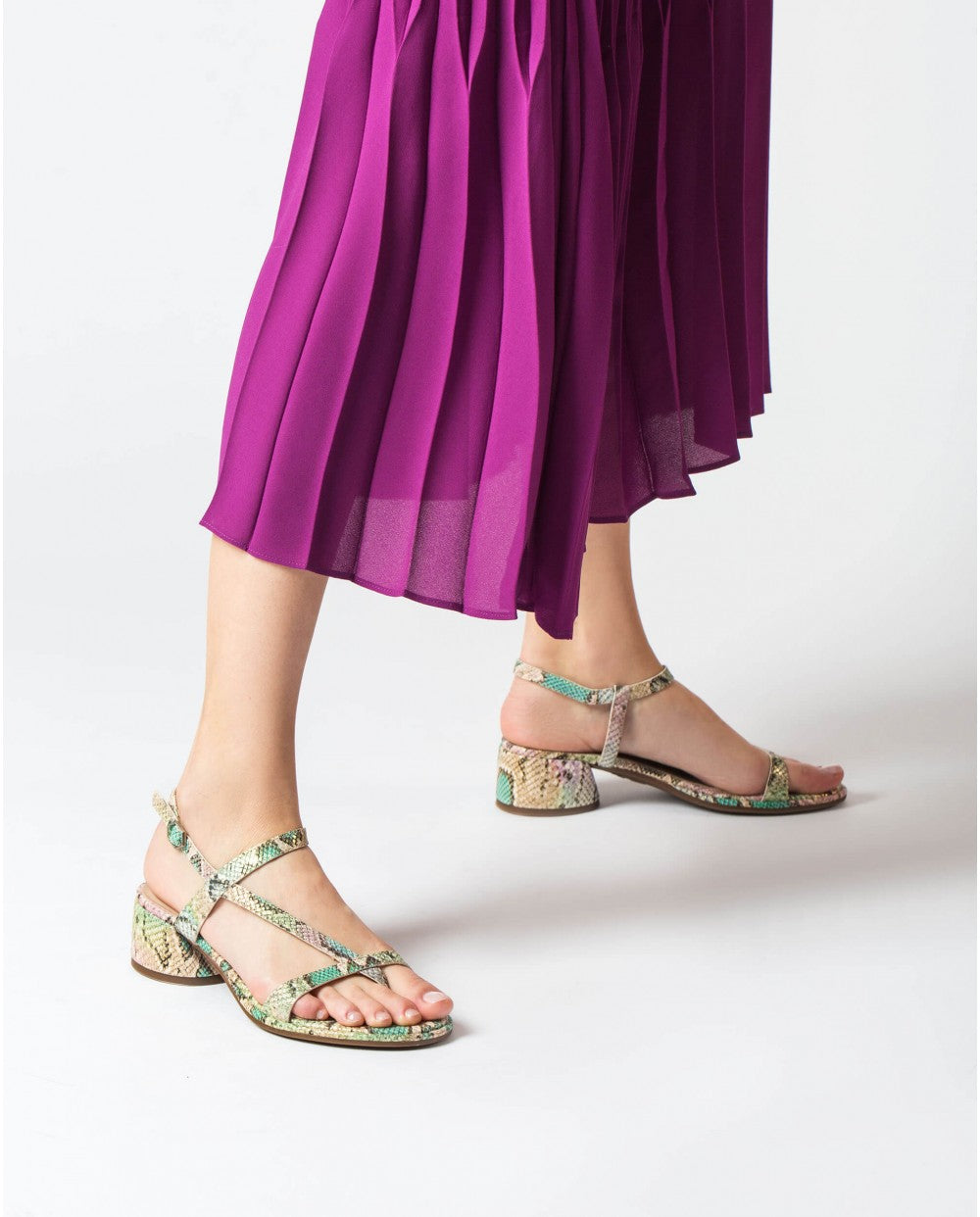 Wonders Metallic Snake Print Sandal