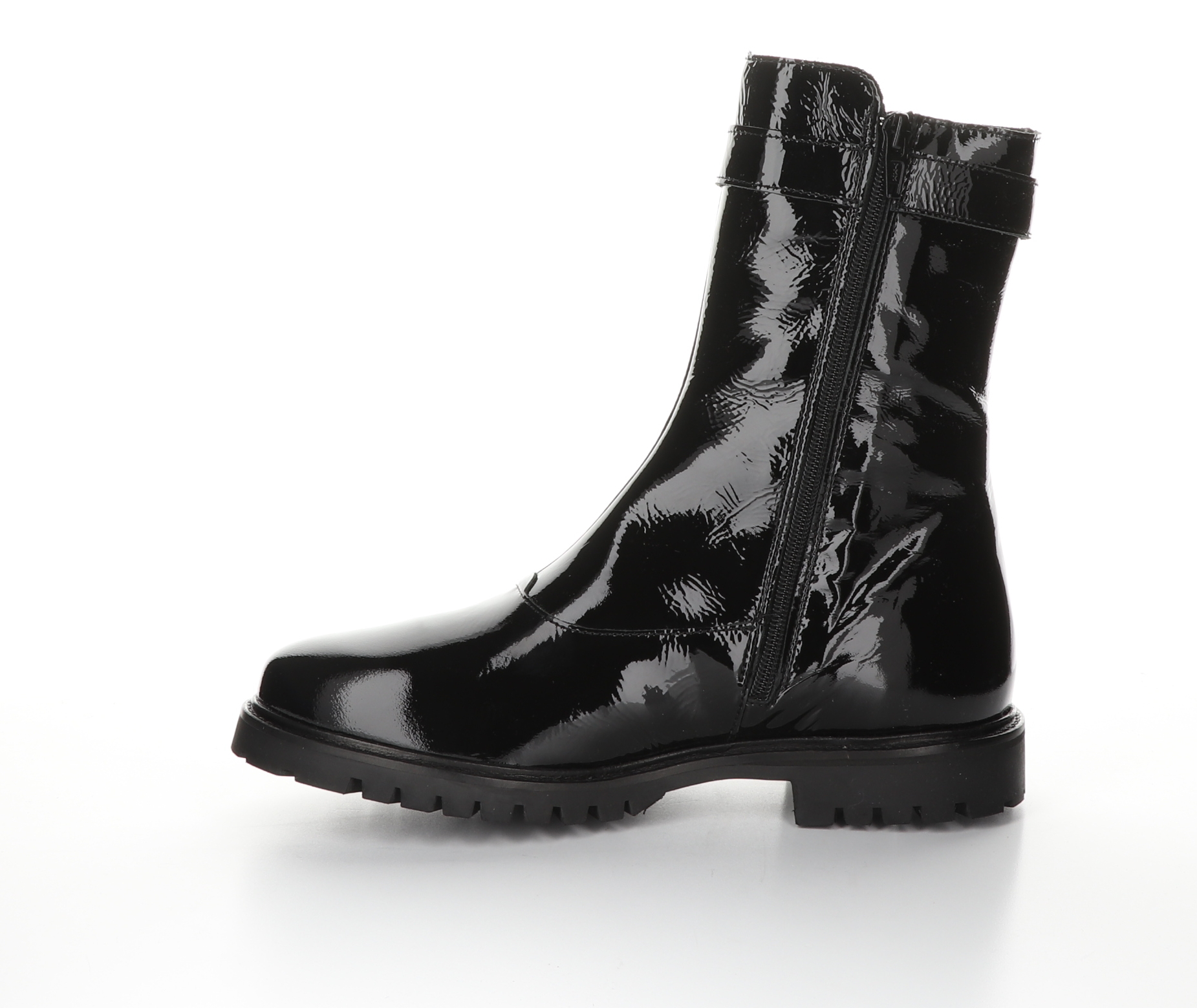 Patent leather heeled combat boots online