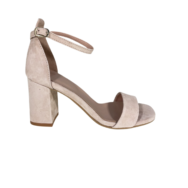 Nude suede heeled sandals store