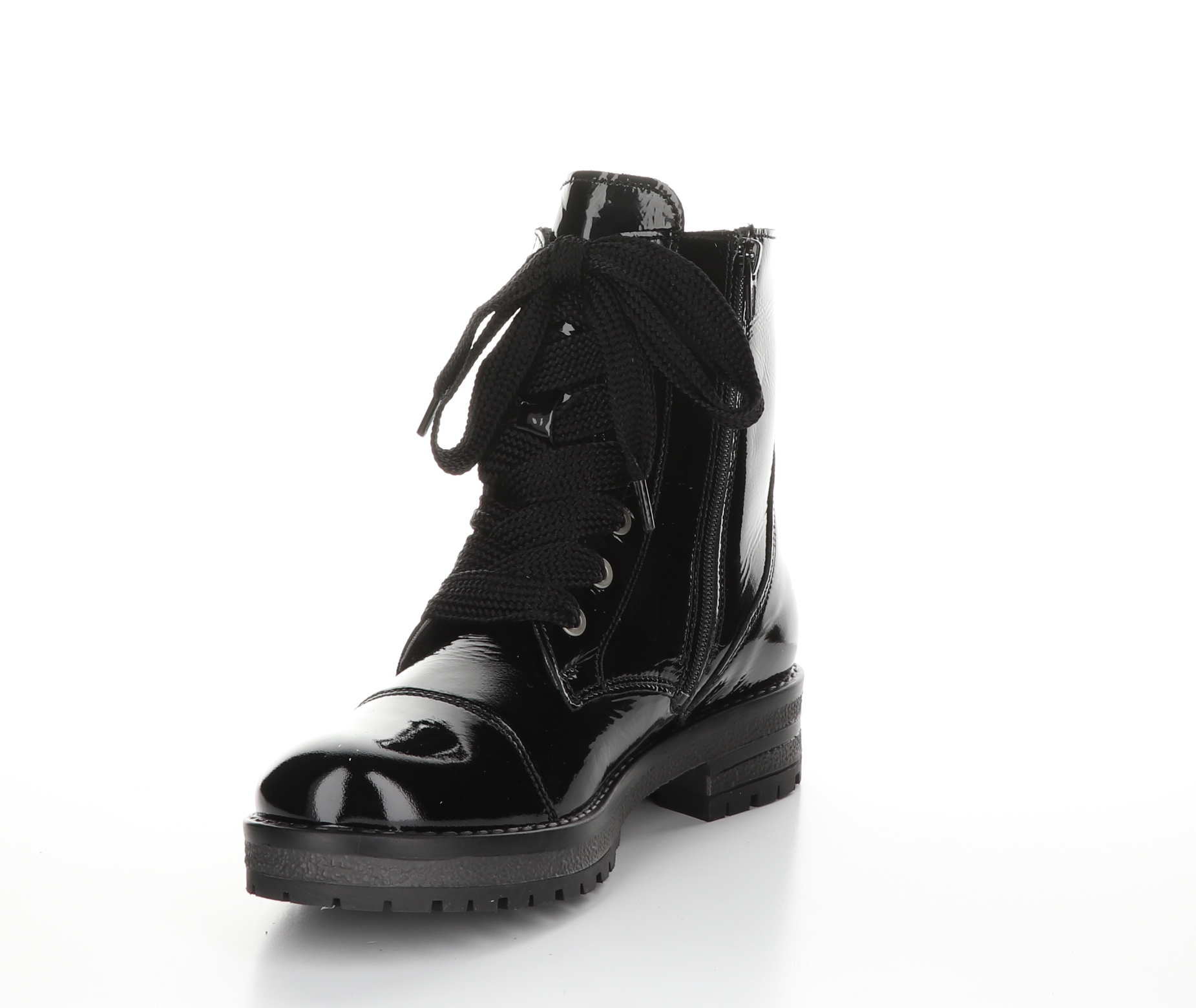 Patent leather heeled combat boots on sale