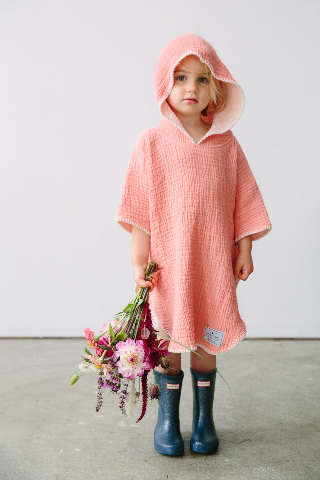 Tofino Towel Kids Pebble Poncho | 6-8 Years | Coral, Sage + Charcoal