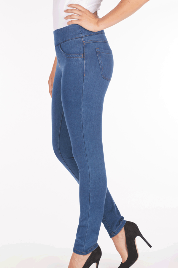 Just Love Women's Denim Jeggings with Pockets - Comfortable Stretch Jeans  Leggings (Black Denim, Medium)